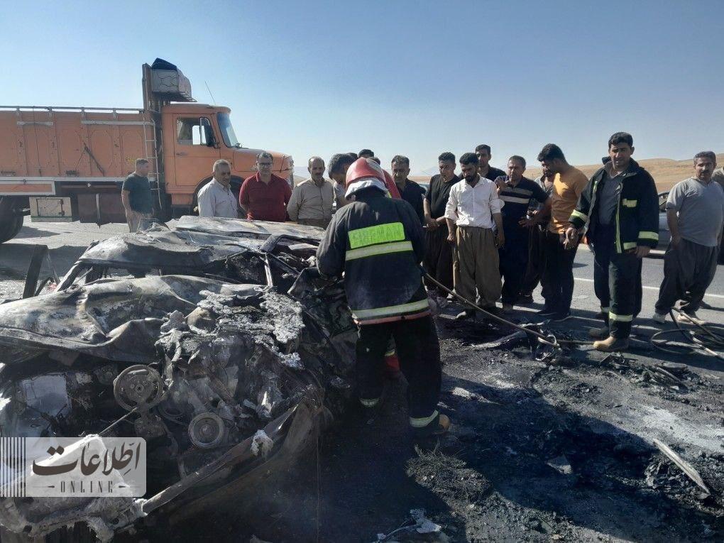 برخورد کامیون با ۴ خودرو در سقز- بوکان ۴ قربانی گرفت + عکس